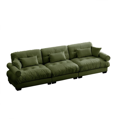 Extra Large 3 Seat Modern Velvet Sofa, Oversize Sofa, Clould Like Comfortable Seat and Back Support