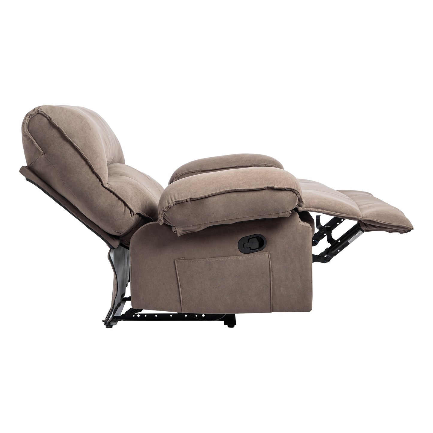 Extra-Wide Push-Back Recliner with Heated Massage Pillow and Plush Fleece Upholstery