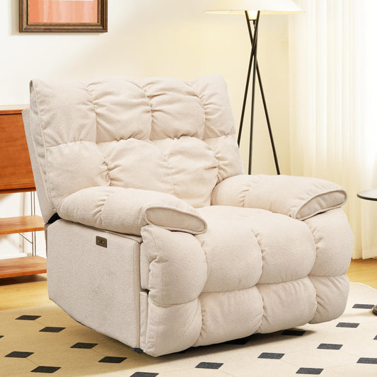 Fabric 360° Swivel Electric Recliner Chair with Glide Motion