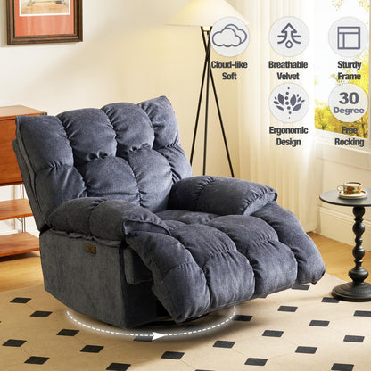 Fabric 360° Swivel Electric Recliner Chair with Glide Motion