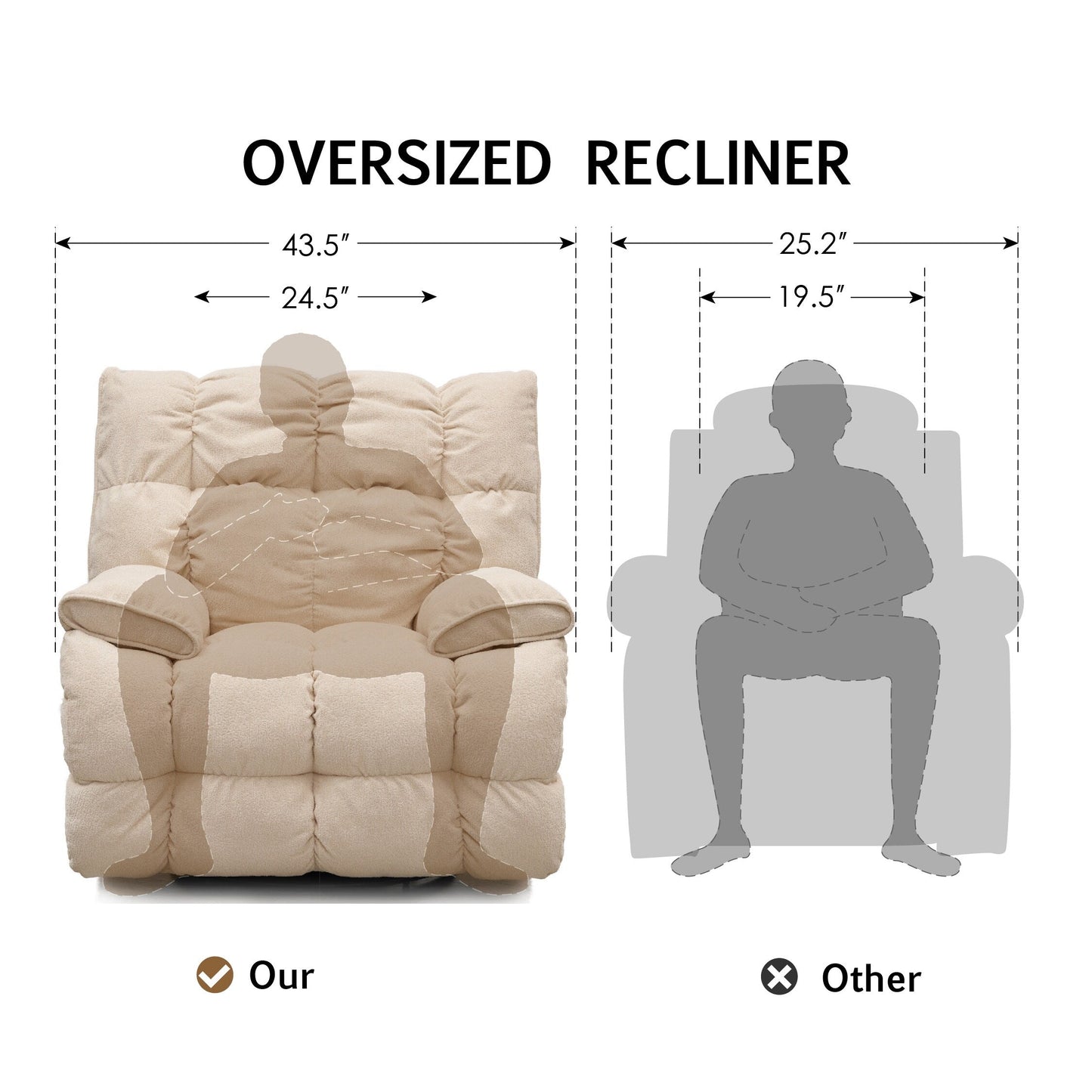 Fabric 360° Swivel Electric Recliner Chair with Glide Motion