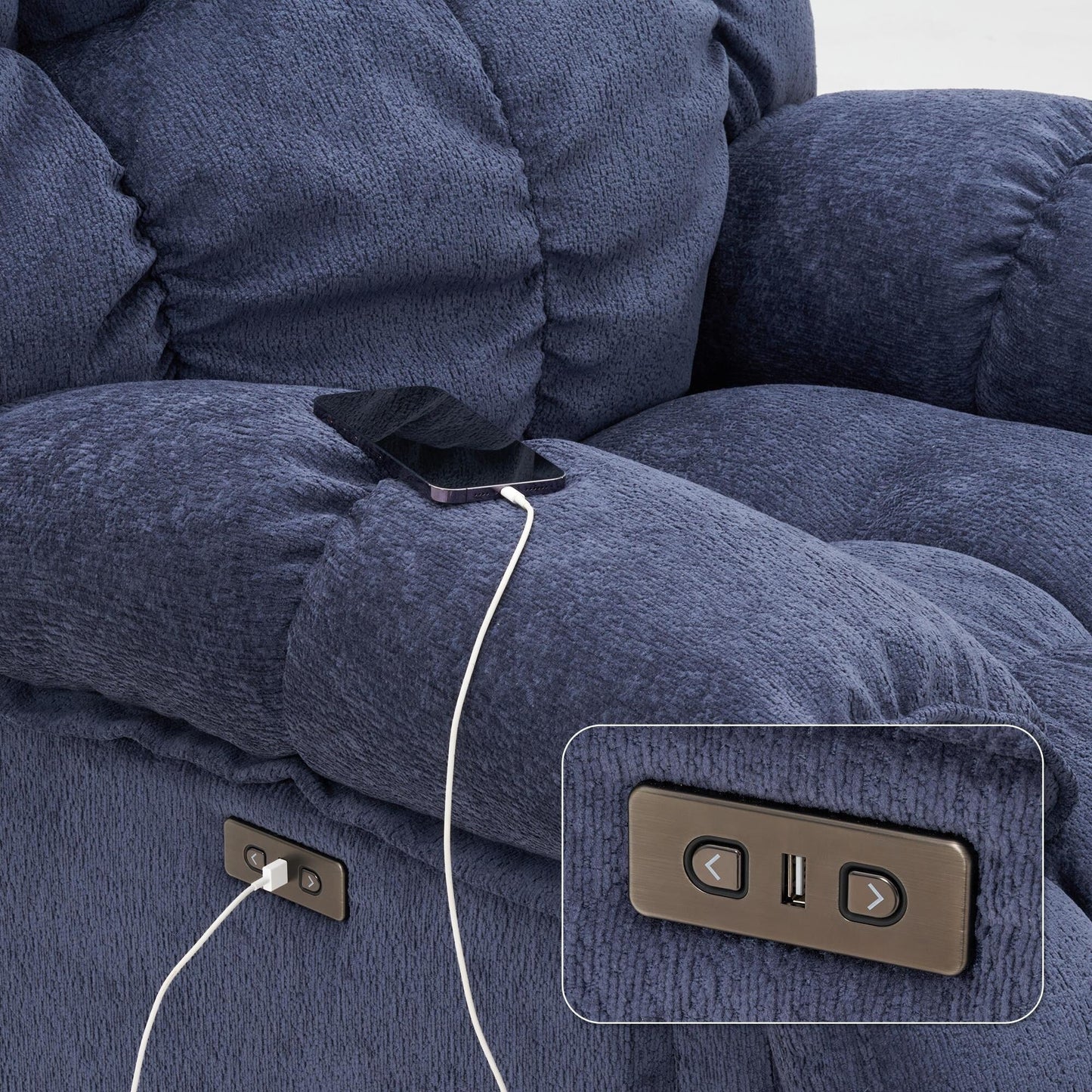 Fabric 360° Swivel Electric Recliner Chair with Glide Motion