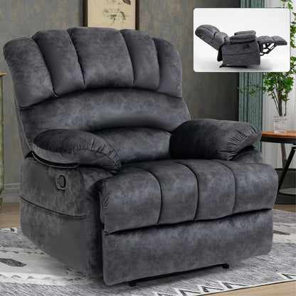 Fabric Large Manual Recliner Chair with Adjustable Backrest and Footstool