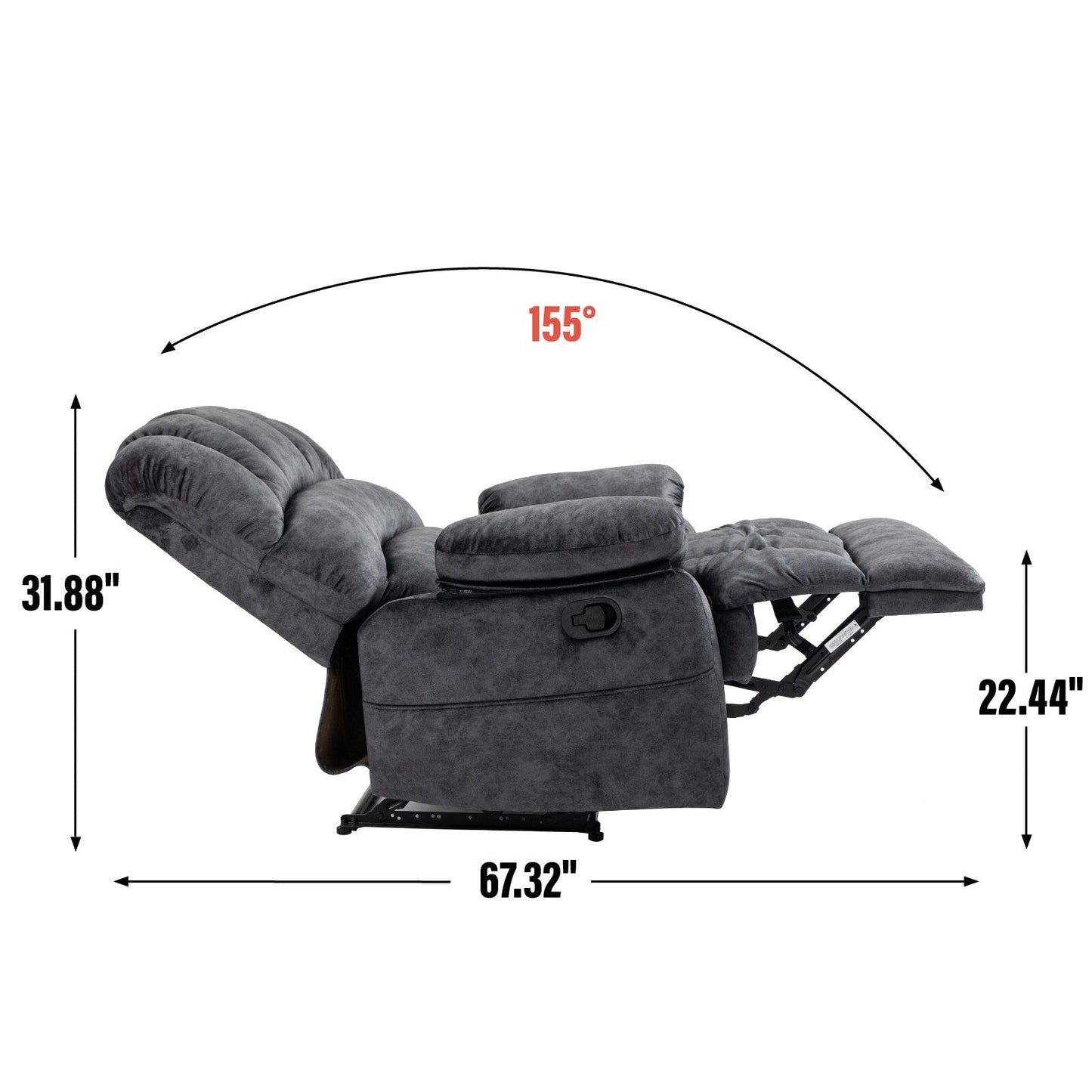 Fabric Large Manual Recliner Chair with Adjustable Backrest and Footstool