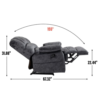 Fabric Large Manual Recliner Chair with Adjustable Backrest and Footstool