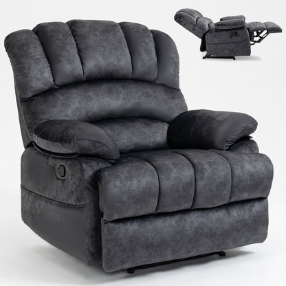 Fabric Large Manual Recliner Chair with Adjustable Backrest and Footstool