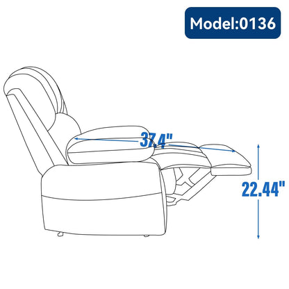 Fabric Large Manual Recliner Chair with Adjustable Backrest and Footstool