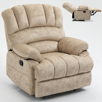 Fabric Large Manual Recliner Chair with Adjustable Backrest and Footstool