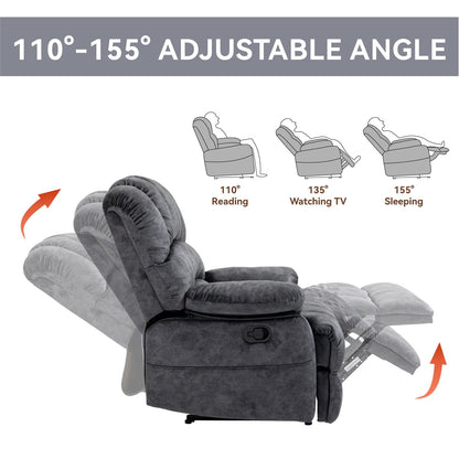 Fabric Large Manual Recliner Chair with Adjustable Backrest and Footstool