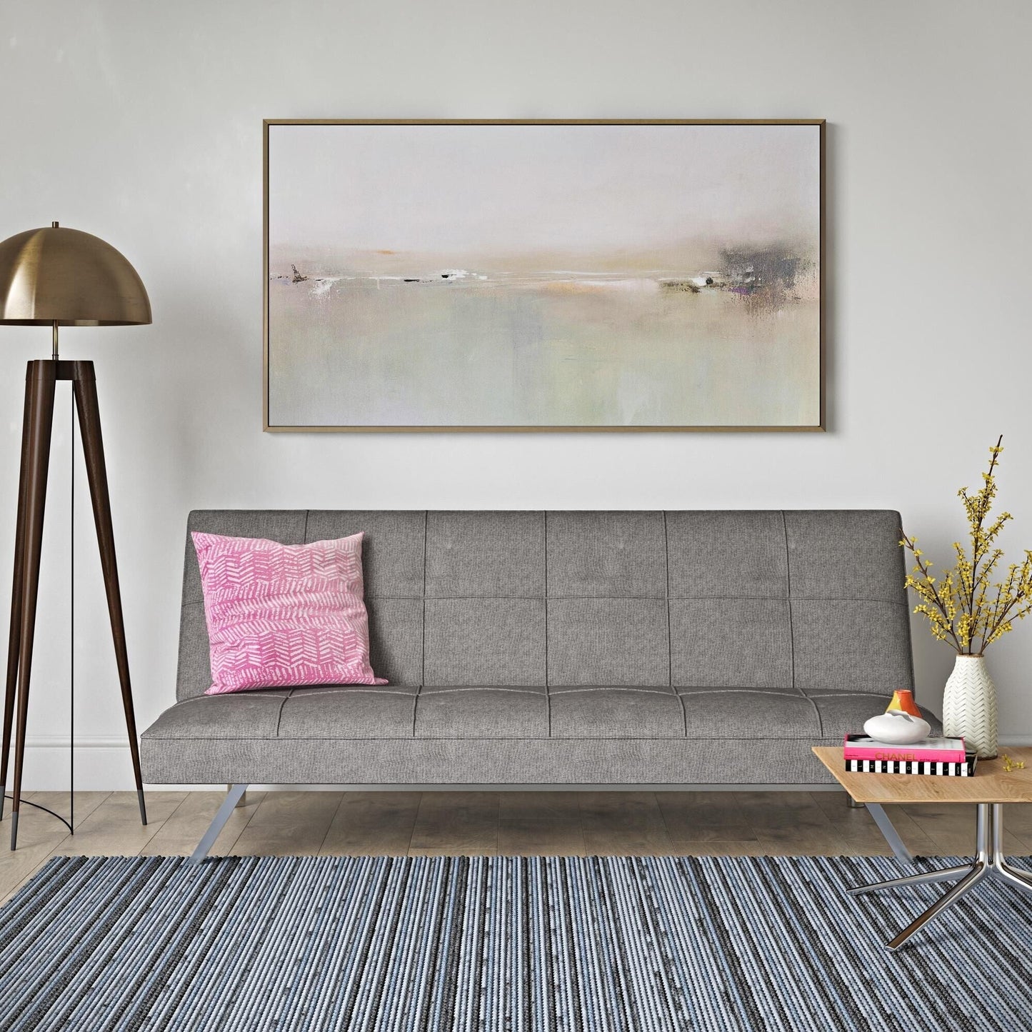Fabric Loveseat Sofa Bed with Metal Frame
