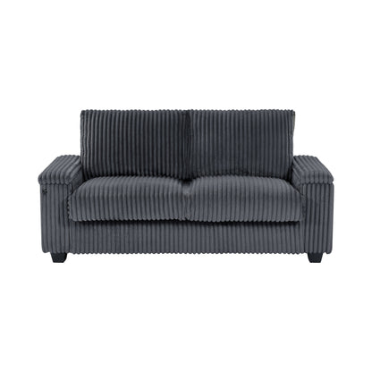 Fabric Loveseat Sofa with Storage Armrest and USB