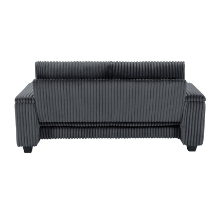 Fabric Loveseat Sofa with Storage Armrest and USB