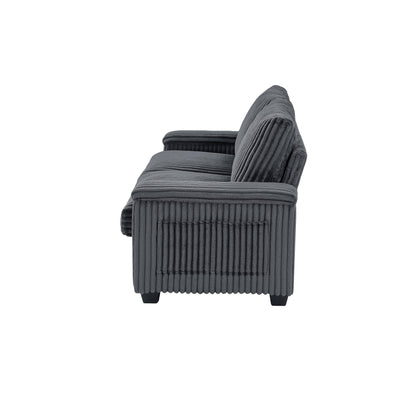 Fabric Loveseat Sofa with Storage Armrest and USB