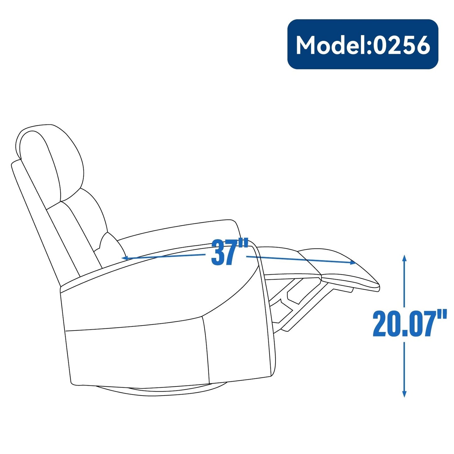 Fabric Manual Recliner Chair 360° Swivel Chair with Rocker and Footrest, Armchair with Adjustable Backrest Pedals