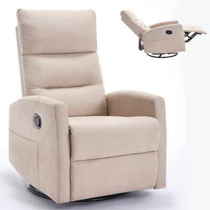 Fabric Manual Recliner Chair 360° Swivel Chair with Rocker and Footrest, Armchair with Adjustable Backrest Pedals