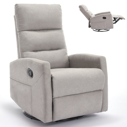 Fabric Manual Recliner Chair 360° Swivel Chair with Rocker and Footrest, Armchair with Adjustable Backrest Pedals