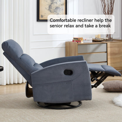 Fabric Manual Recliner Chair 360° Swivel Chair with Rocker and Footrest, Armchair with Adjustable Backrest Pedals