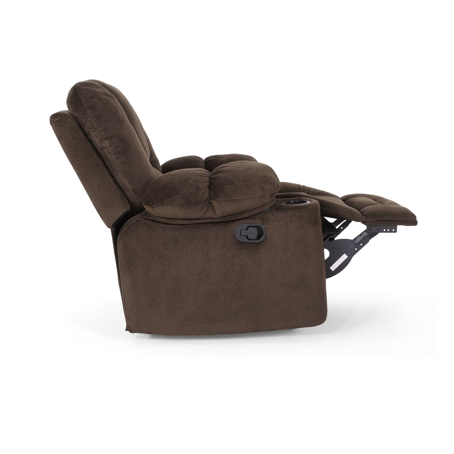 Fabric Manual Recliner Chair with Dual Cup Holders and Generous Padded Cushions