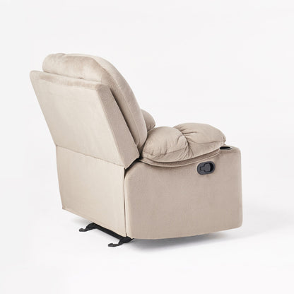 Fabric Manual Recliner Chair with Dual Cup Holders and Generous Padded Cushions