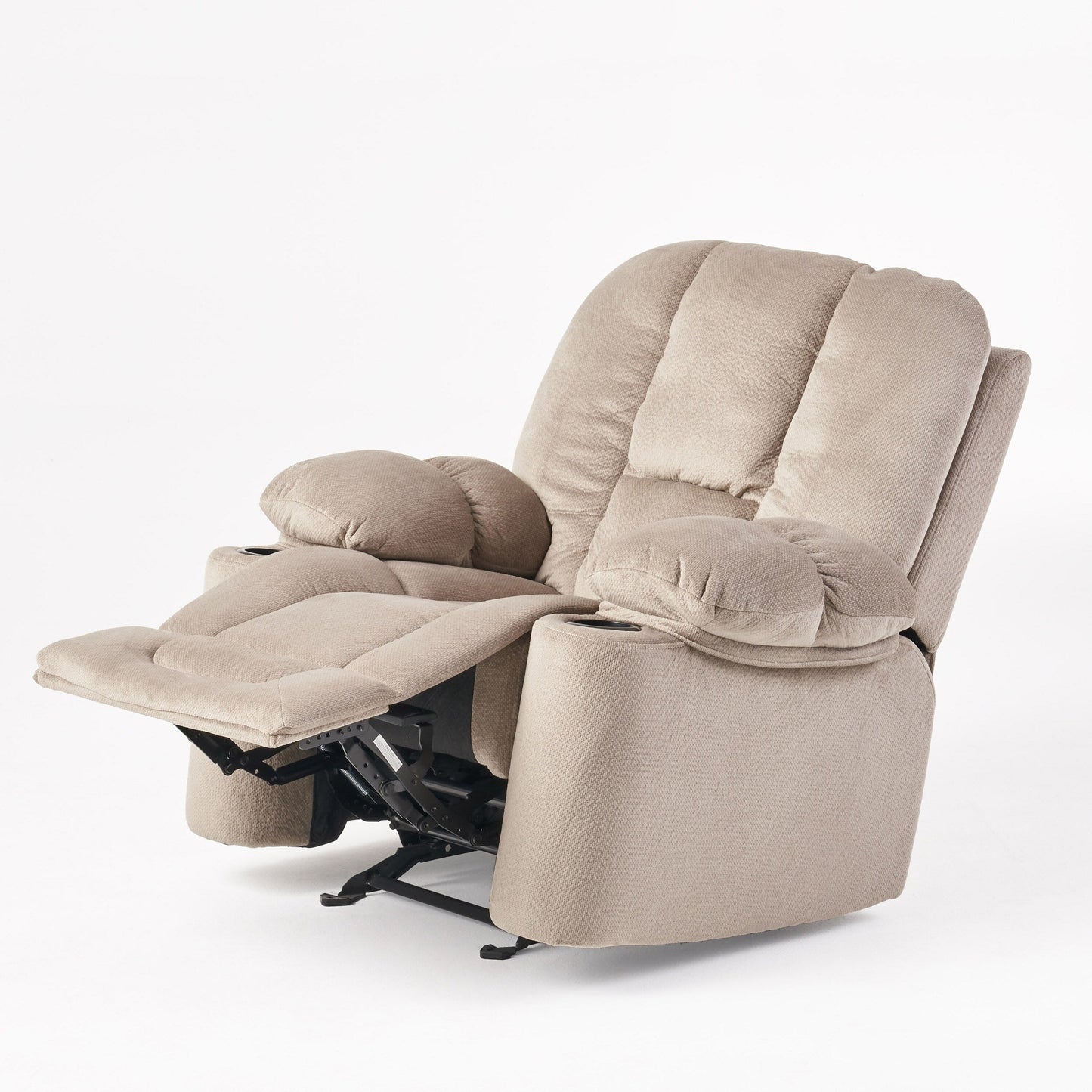 Fabric Manual Recliner Chair with Dual Cup Holders and Generous Padded Cushions