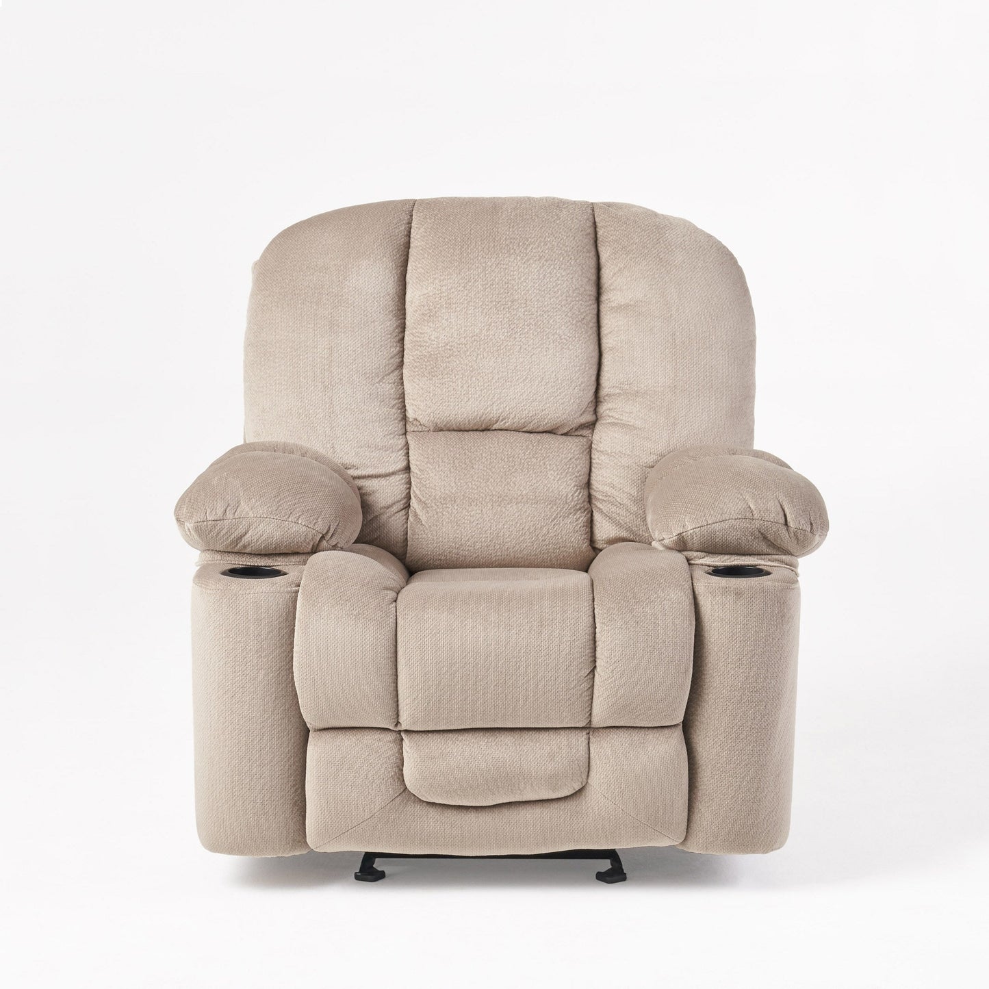 Fabric Manual Recliner Chair with Dual Cup Holders and Generous Padded Cushions