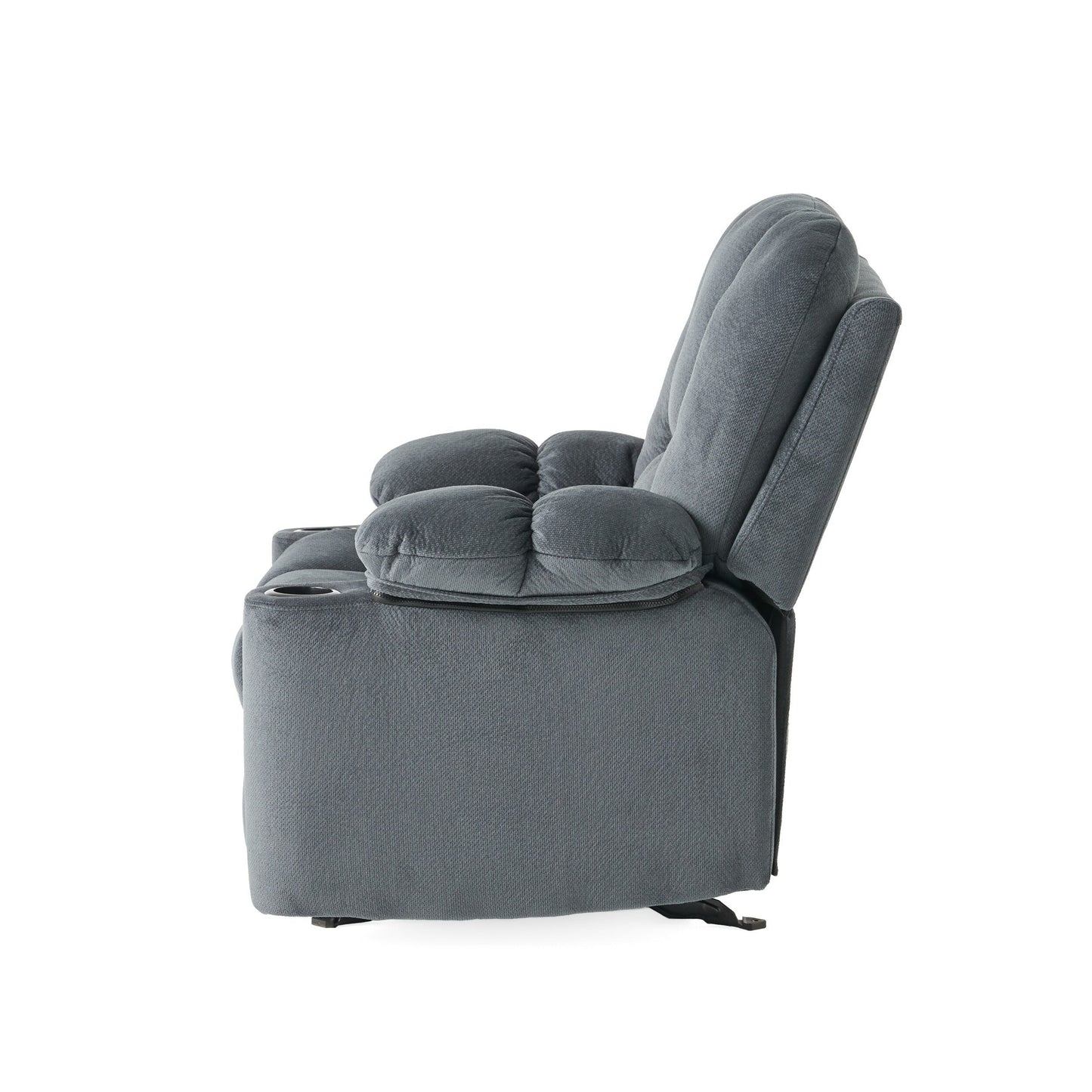 Fabric Manual Recliner Chair with Dual Cup Holders and Generous Padded Cushions