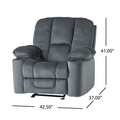 Fabric Manual Recliner Chair with Dual Cup Holders and Generous Padded Cushions
