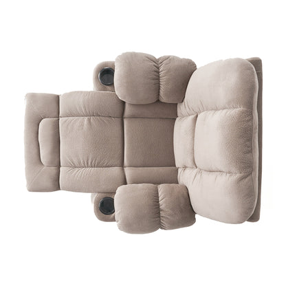 Fabric Manual Recliner Chair with Dual Cup Holders and Generous Padded Cushions