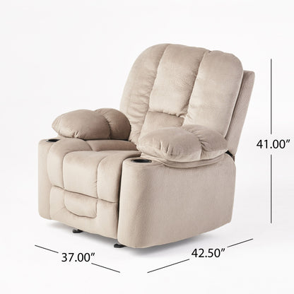 Fabric Manual Recliner Chair with Dual Cup Holders and Generous Padded Cushions