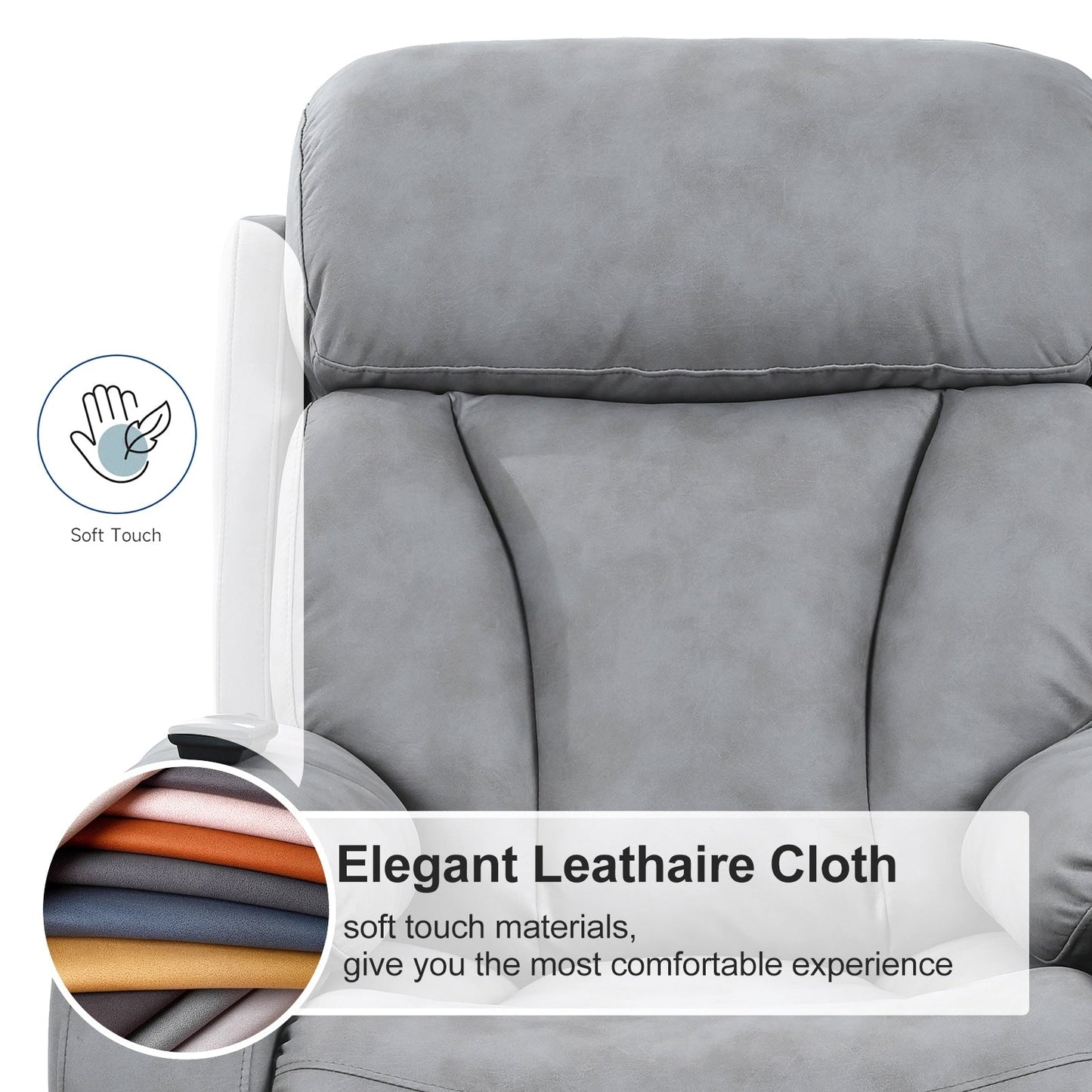 Fabric Power Lift Recliner with Remote, Overstuffed Cushions, Side Storage Pocket, and Durable Heavy-Duty Frame for Seniors