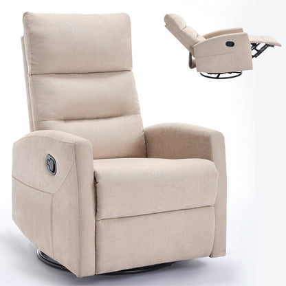Fabric Rocker Recliner Chair with 360° Swivel Base, Manual Reclining Armchair with Side Lever, Comfortable Lounge Chair