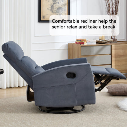 Fabric Rocker Recliner Chair with 360° Swivel Base, Manual Reclining Armchair with Side Lever, Comfortable Lounge Chair