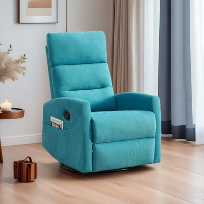 Fabric Rocker Recliner Chair with 360° Swivel Base, Manual Reclining Armchair with Side Lever, Comfortable Lounge Chair