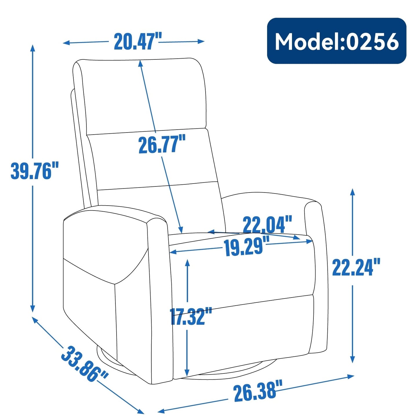 Fabric Rocker Recliner Chair with 360° Swivel Base, Manual Reclining Armchair with Side Lever, Comfortable Lounge Chair