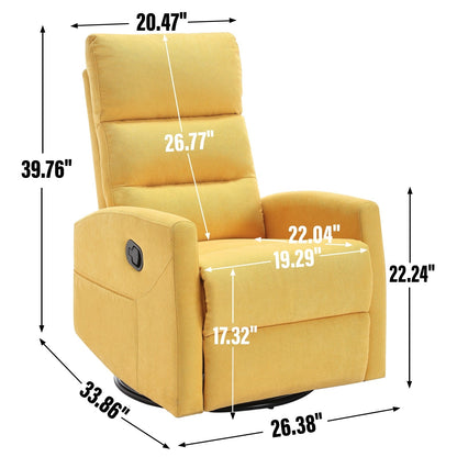 Fabric Rocker Recliner Chair with 360° Swivel Base, Manual Reclining Armchair with Side Lever, Comfortable Lounge Chair