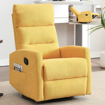 Fabric Rocker Recliner Chair with 360° Swivel Base, Manual Reclining Armchair with Side Lever, Comfortable Lounge Chair