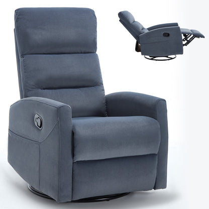 Fabric Rocker Recliner Chair with 360° Swivel Base, Manual Reclining Armchair with Side Lever, Comfortable Lounge Chair