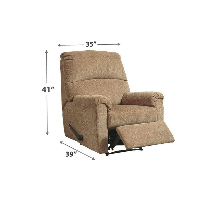 Fabric Upholstered Zero Wall Recliner with Pillow Top Armrests, Beige