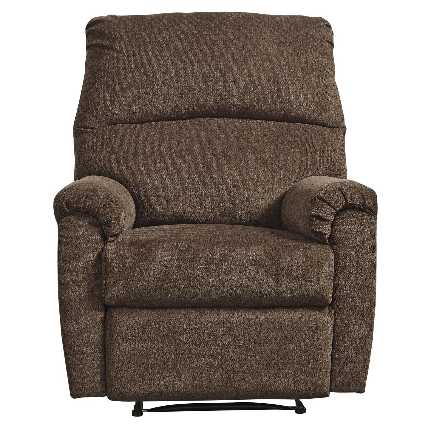 Fabric Upholstered Zero Wall Recliner with Pillow Top Armrests, Brown