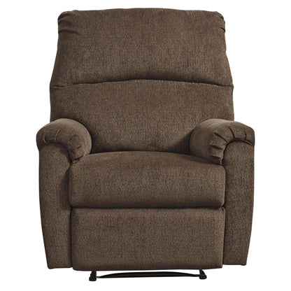 Fabric Upholstered Zero Wall Recliner with Pillow Top Armrests, Brown