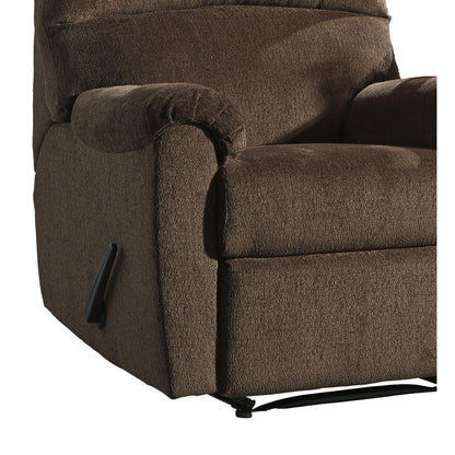 Fabric Upholstered Zero Wall Recliner with Pillow Top Armrests, Brown