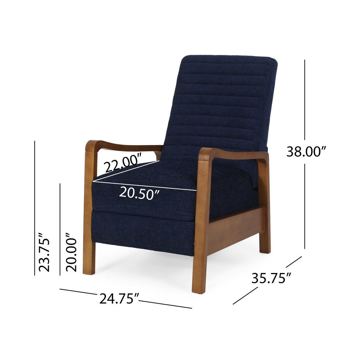 Fabric Wood Hand Manual Club Recliner Classic Overstuffed Single Recliner Sofa