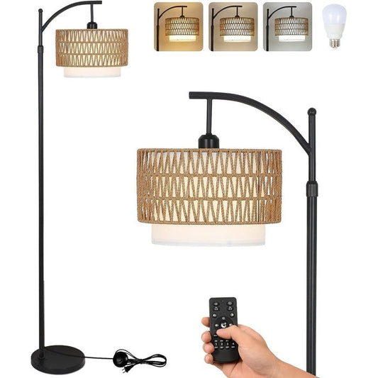 Farmhouse Floor Lamps with Remote & Dimmable Bulb