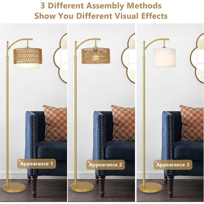 Farmhouse Floor Lamps with Remote & Dimmable Bulb