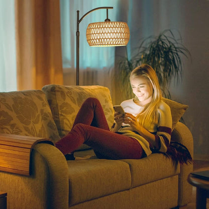Farmhouse Floor Lamps with Remote & Dimmable Bulb