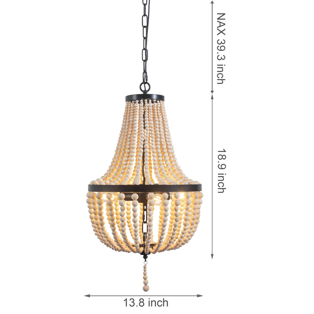 Farmhouse Wood Beaded Chandelier Modern Light