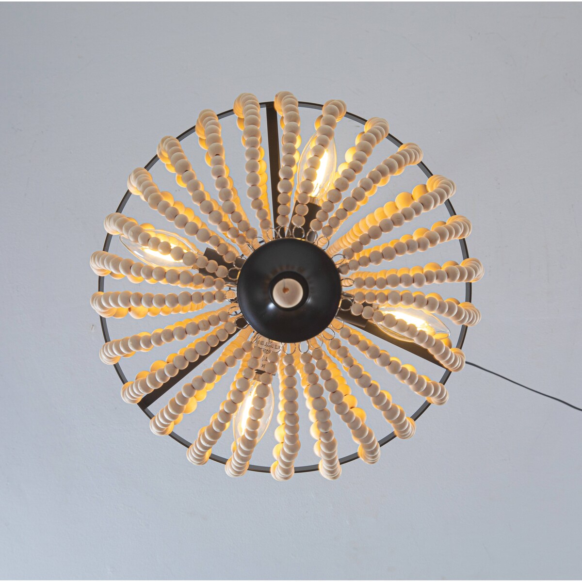 Farmhouse Wood Beaded Chandelier Modern Light