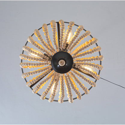 Farmhouse Wood Beaded Chandelier Modern Light