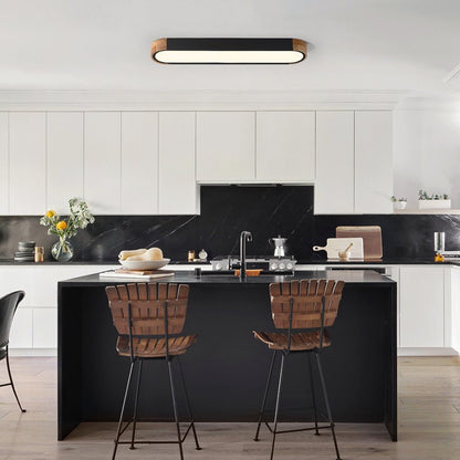 Farmhouse Wood Long Oval Dimmable LED Flush Mount - 37 3000k/6000k