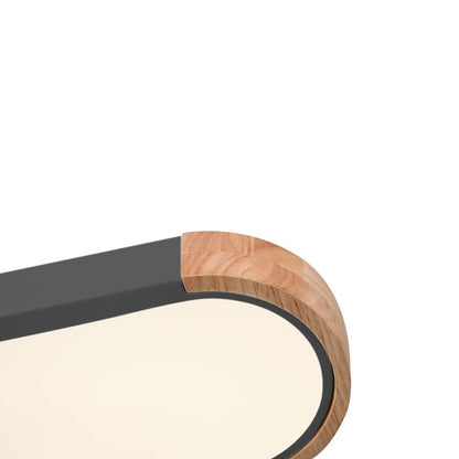 Farmhouse Wood Long Oval Dimmable LED Flush Mount - 37 3000k/6000k